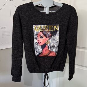 Free Kisses Black and Gray Knit Queen Bee Top